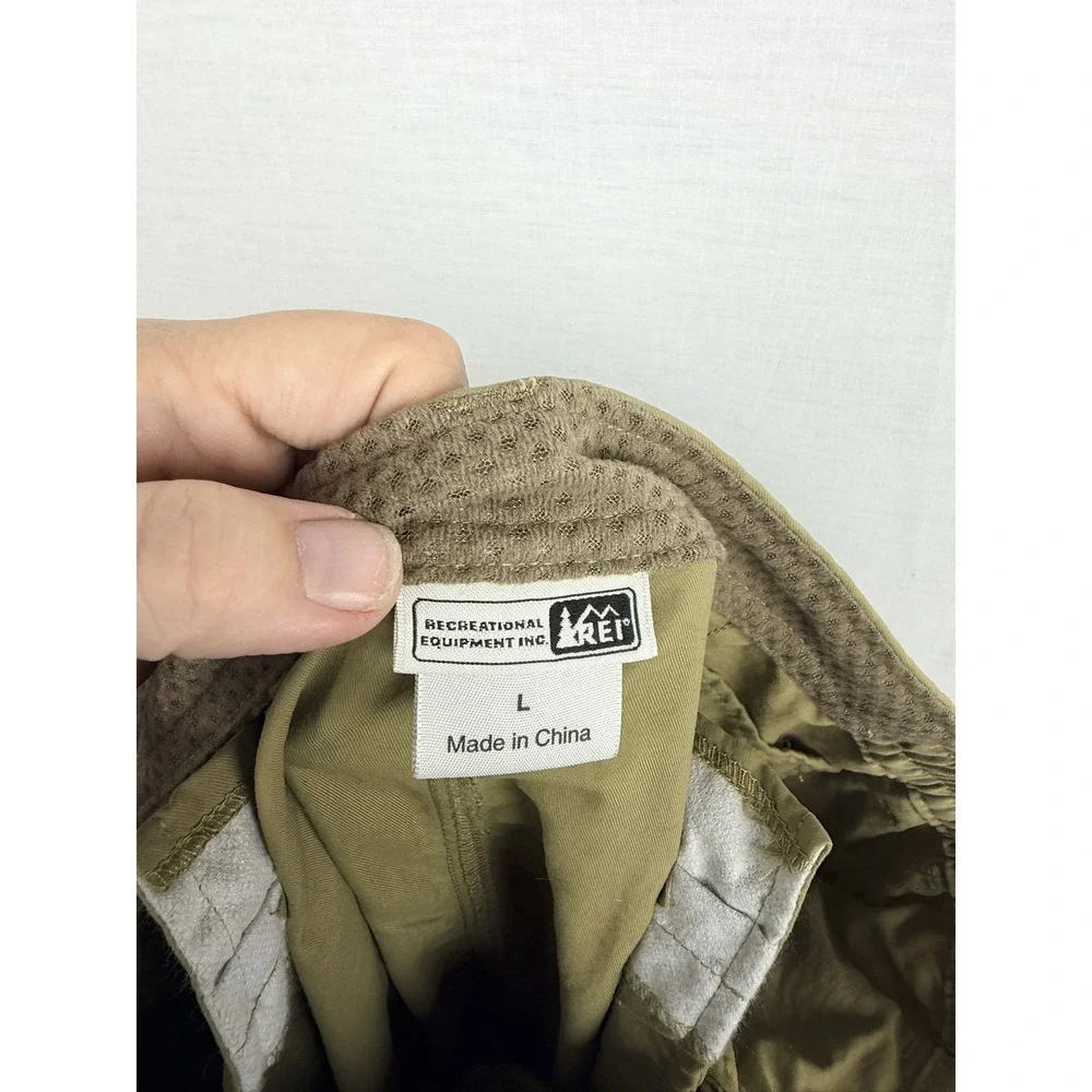REI Co-op Mens Pleated Hiking Pants Tan Khaki Outdoor Trekking Ankle Zip L‎